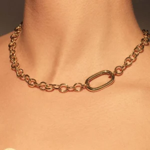 Bibbiena Poppi Acadia 925 Sterling Silber vergoldetes Gliedercollier
