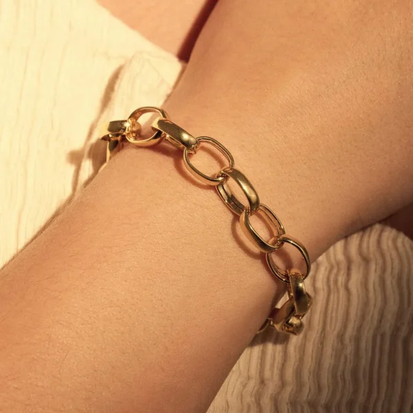 Bibbiena Poppi Acadia 925 Sterling Silber vergoldetes Gliederarmband