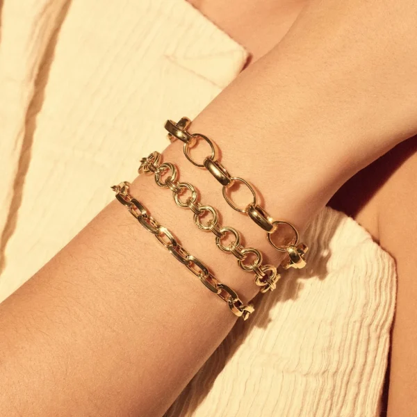 Bibbiena Poppi Acadia 925 Sterling Silber vergoldetes Gliederarmband