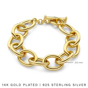 Bibbiena Poppi Adriane 925 Sterling Silber vergoldetes Gliederarmband