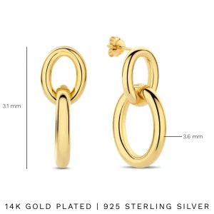 Bibbiena Poppi Adriane 925er Sterlingsilber vergoldet Tropfenohrringe mit 14 Karat Vergoldung