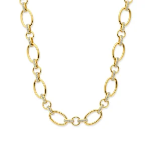 Bibbiena Poppi Clara 925 Sterling Silber vergoldetes Gliedercollier mit Zirkoniasteinen