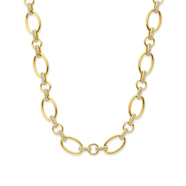 Bibbiena Poppi Clara 925 Sterling Silber vergoldetes Gliedercollier mit Zirkoniasteinen