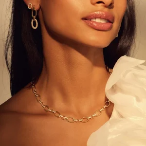 Bibbiena Poppi Clara 925 Sterling Silber vergoldetes Gliedercollier mit Zirkoniasteinen