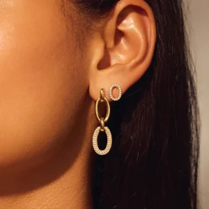 Bibbiena Poppi Clara 925 Sterling Silber vergoldet Ohrstecker mit Zirkoniasteinen