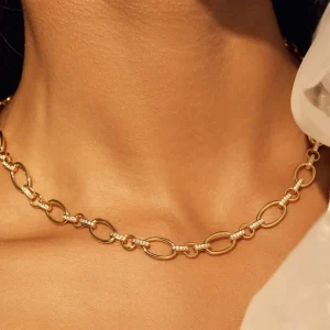 Bibbiena Poppi Clara 925 Sterling Silber vergoldetes Gliedercollier mit Zirkoniasteinen
