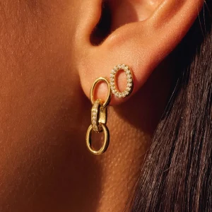 Bibbiena Poppi Clara 925 Sterling Silber vergoldet Tropfen Ohrringe mit Zirkoniasteinen