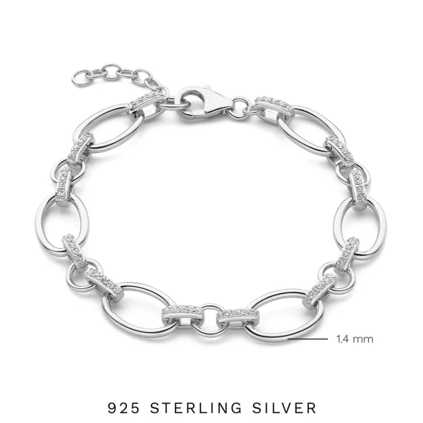 Bibbiena Poppi Clara 925 Sterling Silber Gliederarmband mit Zirkoniasteinen
