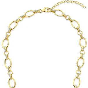 Bibbiena Poppi Clara 925 Sterling Silber vergoldetes Gliedercollier mit Zirkoniasteinen