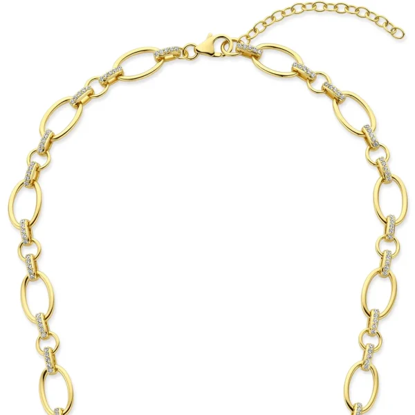 Bibbiena Poppi Clara 925 Sterling Silber vergoldetes Gliedercollier mit Zirkoniasteinen