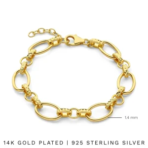 Bibbiena Poppi Clara 925 Sterling Silber vergoldetes Gliederarmband