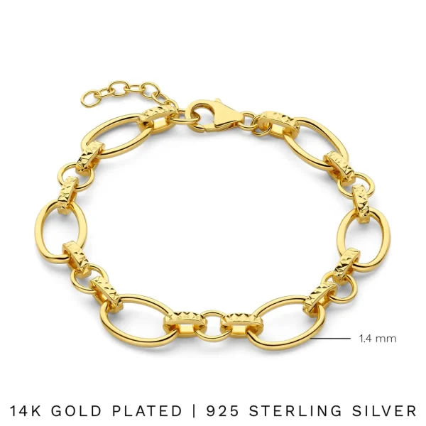 Bibbiena Poppi Clara 925 Sterling Silber vergoldetes Gliederarmband
