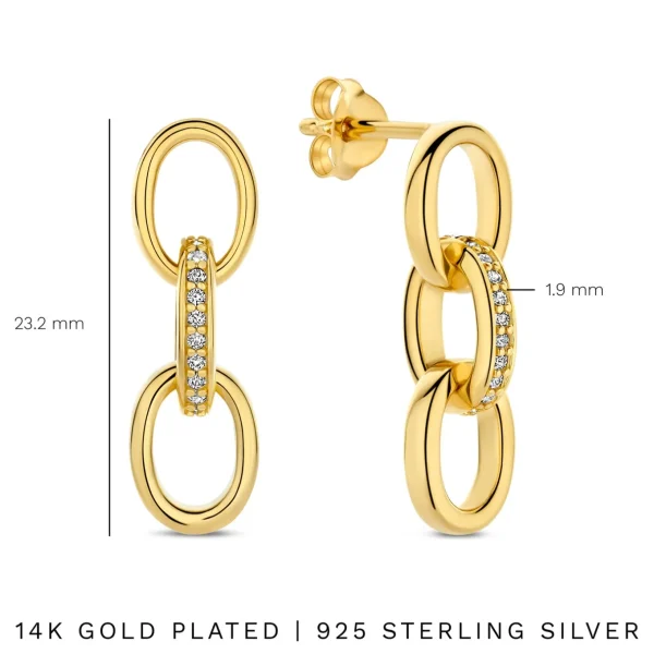 Bibbiena Poppi Clara 925 Sterling Silber vergoldet Tropfen Ohrringe mit Zirkoniasteinen