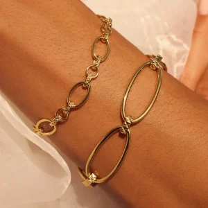 Bibbiena Poppi Clara 925er Sterlingsilber vergoldetes Gliederarmband mit 14 Karat Goldplattierung