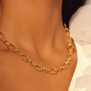 Bibbiena Poppi Clara 925er Sterlingsilber vergoldetes Gliedercollier
