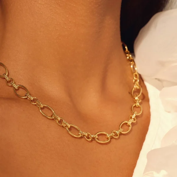 Bibbiena Poppi Clara 925er Sterlingsilber vergoldetes Gliedercollier