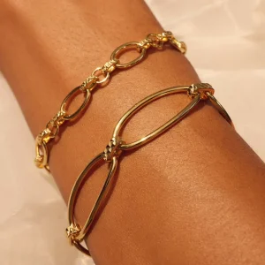 Bibbiena Poppi Clara 925er Sterlingsilber vergoldetes Gliederarmband mit 14 Karat Goldplattierung