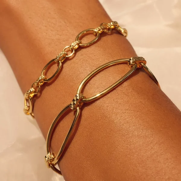 Bibbiena Poppi Clara 925er Sterlingsilber vergoldetes Gliederarmband mit 14 Karat Goldplattierung