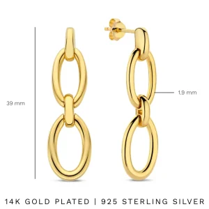 Bibbiena Poppi Clara 925er Sterlingsilber vergoldet Tropfenohrringe mit 14 Karat Goldplattierung