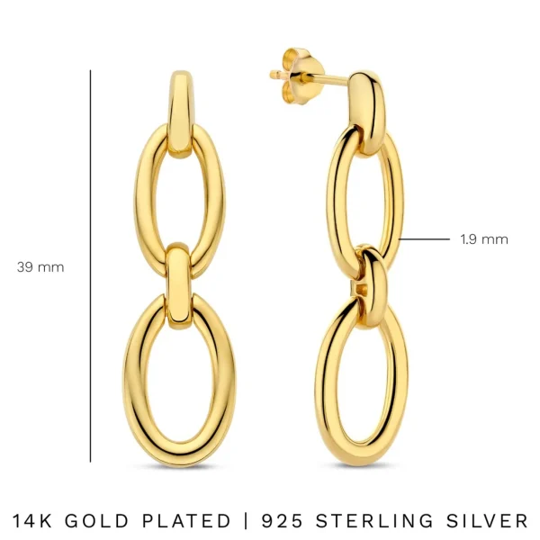 Bibbiena Poppi Clara 925er Sterlingsilber vergoldet Tropfenohrringe mit 14 Karat Goldplattierung