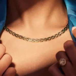 Bibbiena Poppi Dante 925er Sterlingsilber vergoldetes Gliedercollier