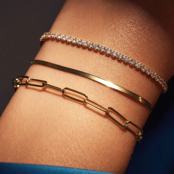 Bibbiena Poppi Felice 925er Sterlingsilber vergoldetes Gliederarmband mit 14 Karat Goldplattierung