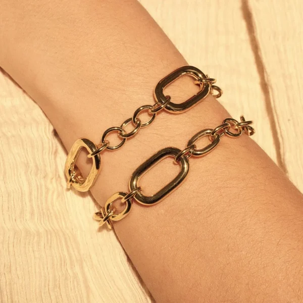 Bibbiena Poppi Gionna 925 Sterling Silber vergoldetes Gliederarmband