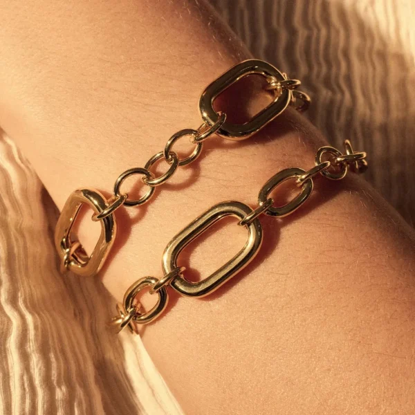Bibbiena Poppi Gionna 925 Sterling Silber vergoldetes Gliederarmband