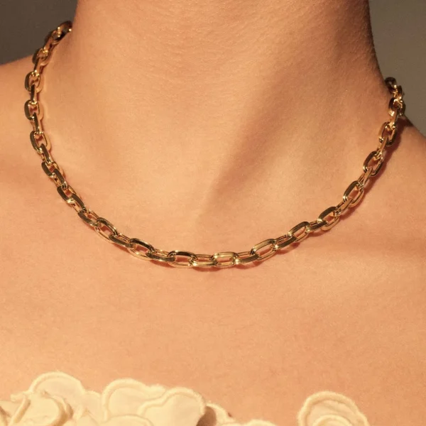 Bibbiena Poppi Lucia 925 Sterling Silber vergoldetes Gliedercollier