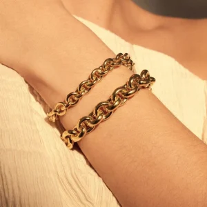 Bibbiena Poppi Mila 925 Sterling Silber vergoldetes Gliederarmband