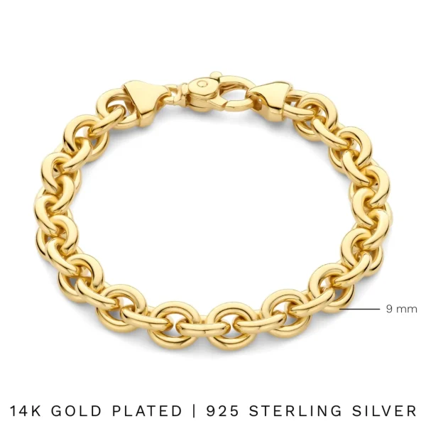 Bibbiena Poppi Mila 925 Sterling Silber vergoldetes Gliederarmband