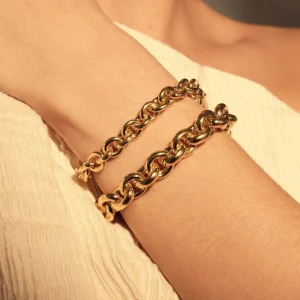Bibbiena Poppi Tara 925 Sterling Silber vergoldetes Gliederarmband