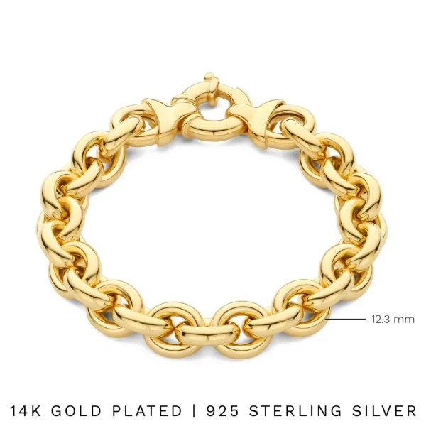 Bibbiena Poppi Tara 925 Sterling Silber vergoldetes Gliederarmband