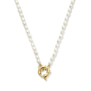 Brioso Cortona Bella 925er Sterlingsilber vergoldet Perlenkette mit 14 Karat Vergoldung