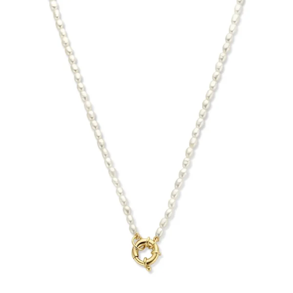 Brioso Cortona Bella 925er Sterlingsilber vergoldet Perlenkette mit 14 Karat Vergoldung
