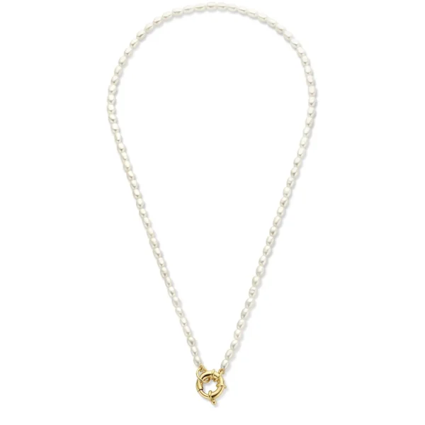 Brioso Cortona Bella 925er Sterlingsilber vergoldet Perlenkette mit 14 Karat Vergoldung