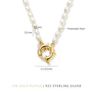 Brioso Cortona Bella 925er Sterlingsilber vergoldet Perlenkette mit 14 Karat Vergoldung