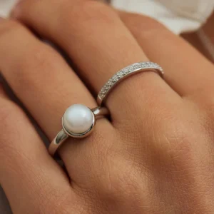 Brioso Cortona Bella Ring aus 925er Sterlingsilber mit Süßwasserperle
