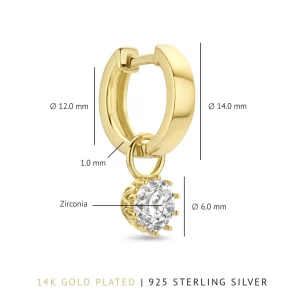Cento Luci Rosia 925er Sterlingsilber vergoldete Ohrringe mit Zirkoniastein