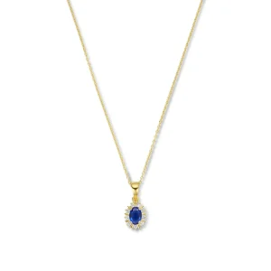 Mia Colore Azure 925 Sterling Silber vergoldetes Collier mit blauem Zirkoniastein