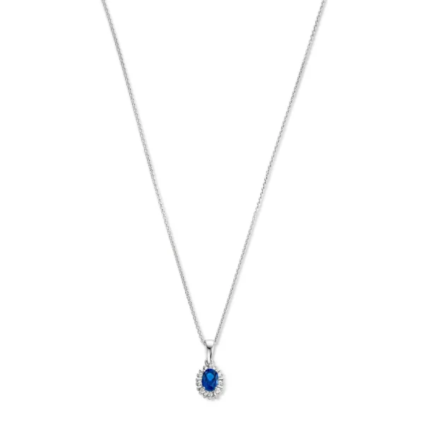 Mia Colore Azure Halskette aus 925er Sterlingsilber mit blauem Zirkoniastein