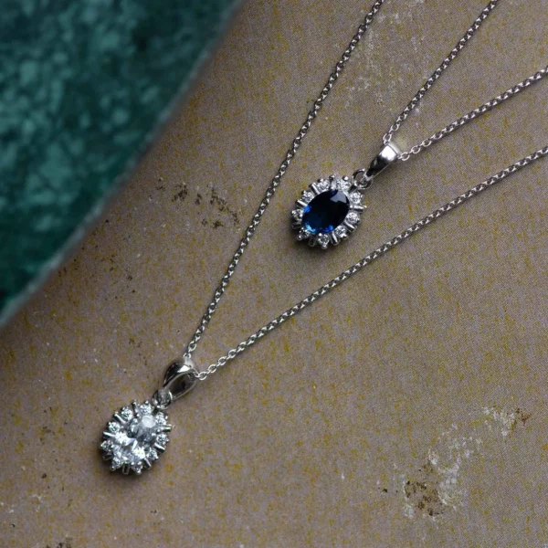 Mia Colore Azure Halskette aus 925er Sterlingsilber mit blauem Zirkoniastein
