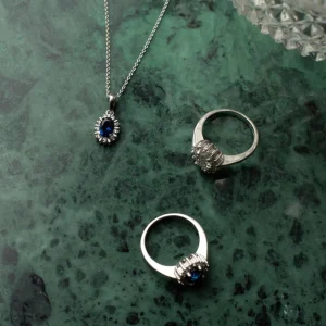 Mia Colore Azure Halskette aus 925er Sterlingsilber mit blauem Zirkoniastein