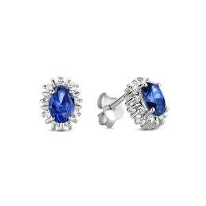 Mia Colore Azure Ohrstecker aus 925er Sterlingsilber mit blauem Zirkoniastein