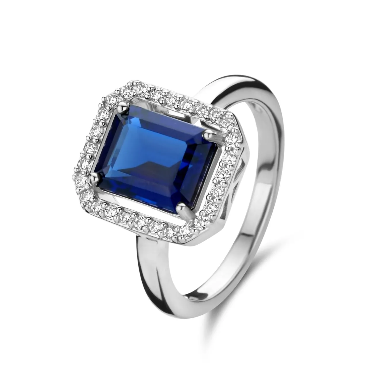 Mia Colore Azure Ring aus 925er Sterlingsilber mit blauem Zirkoniastein