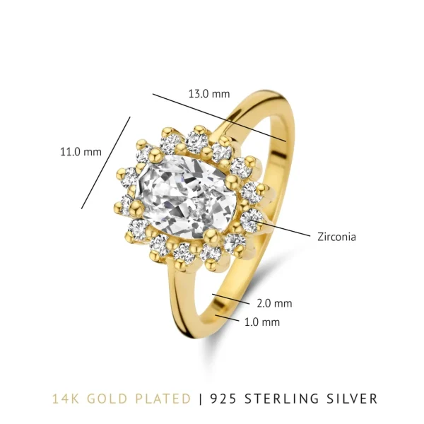 Mia Colore Bianca 925 Sterlingsilber vergoldeter Ring mit Zirkoniastein