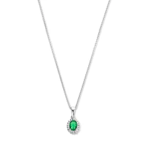 Mia Colore Verdi Halskette aus 925er Sterlingsilber mit grünem Zirkoniastein