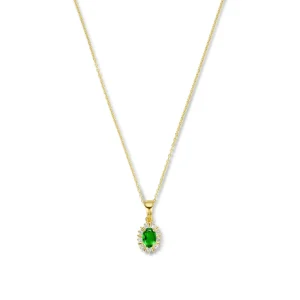 Mia Colore Verdi Halskette aus vergoldetem 925er Sterlingsilber mit grünem Zirkoniastein