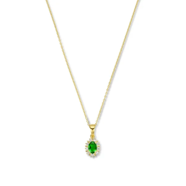 Mia Colore Verdi Halskette aus vergoldetem 925er Sterlingsilber mit grünem Zirkoniastein