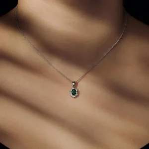 Mia Colore Verdi Halskette aus 925er Sterlingsilber mit grünem Zirkoniastein